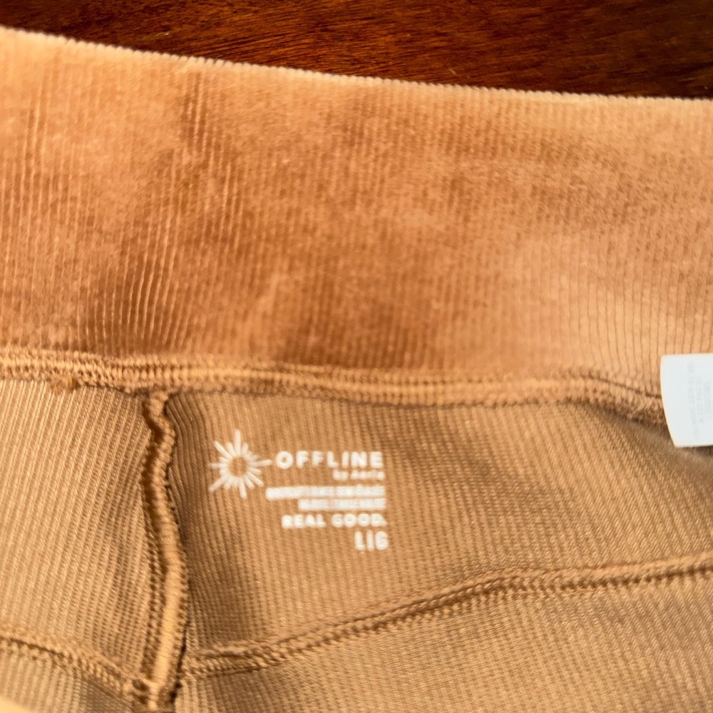 OFFLINE by Aerie Corduroy Flare Pants Large Tan Brown Y2K 70s - Picture 6 of 6